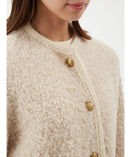 金釦テディラメニットジャケット（ノーカラージャケット）｜Mila Owen
