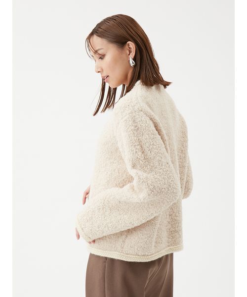 金釦テディラメニットジャケット（ノーカラージャケット）｜Mila Owen