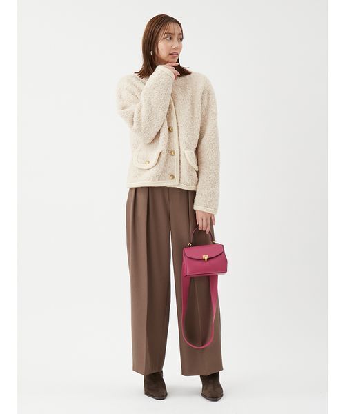 金釦テディラメニットジャケット（ノーカラージャケット）｜Mila Owen