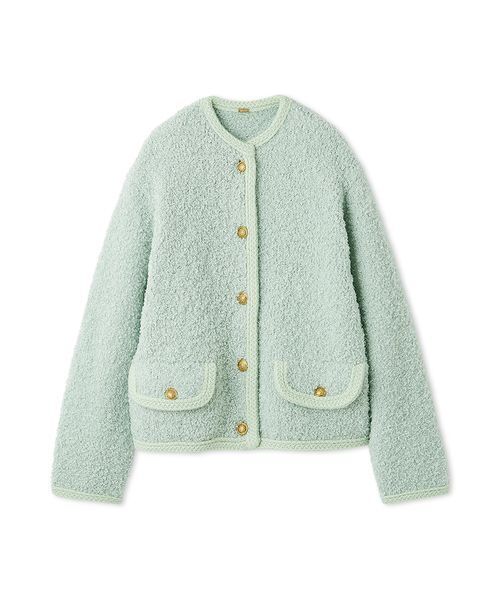 金釦テディラメニットジャケット（ノーカラージャケット）｜Mila Owen