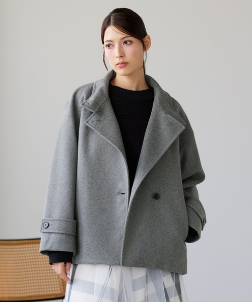 Filomo（フィローモ）の「[Filomo]ウールタッチ スタンドカラー コート ショート丈（その他アウター・レディース・ブラック/アイボリー/グレー/グレー系/モカ・M/L）」の4枚目の写真
