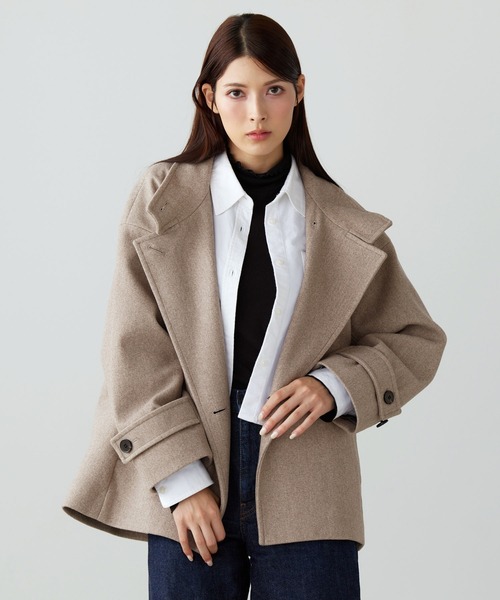 Filomo（フィローモ）の「[Filomo]ウールタッチ スタンドカラー コート ショート丈（その他アウター・レディース・ブラック/アイボリー/グレー/グレー系/モカ・M/L）」の11枚目の写真