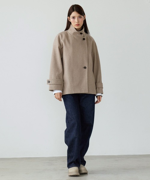 Filomo（フィローモ）の「[Filomo]ウールタッチ スタンドカラー コート ショート丈（その他アウター・レディース・ブラック/アイボリー/グレー/グレー系/モカ・M/L）」の14枚目の写真