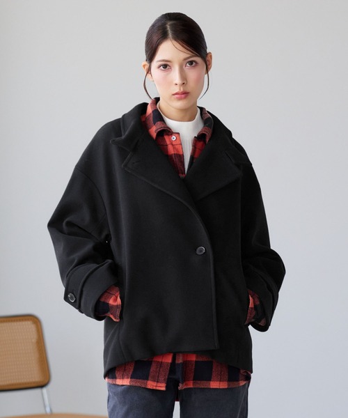 Filomo（フィローモ）の「[Filomo]ウールタッチ スタンドカラー コート ショート丈（その他アウター・レディース・ブラック/アイボリー/グレー/グレー系/モカ・M/L）」の15枚目の写真