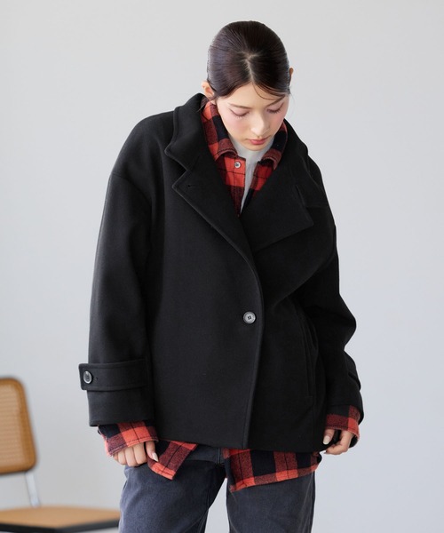 Filomo（フィローモ）の「[Filomo]ウールタッチ スタンドカラー コート ショート丈（その他アウター・レディース・ブラック/アイボリー/グレー/グレー系/モカ・M/L）」の16枚目の写真
