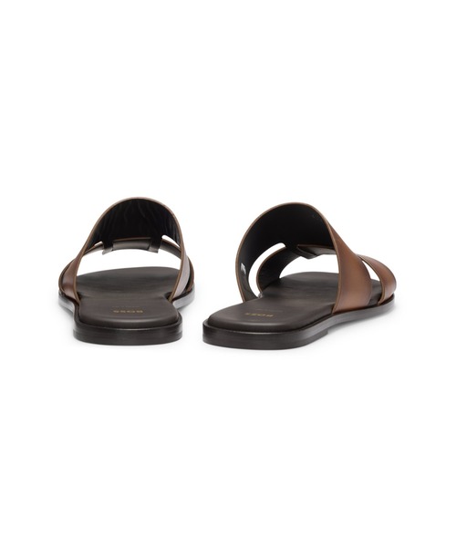 セール】レザー スライドサンダル カットアウトディテール（サンダル