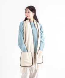 Rivel（リヴェル）の「【TWEEDMILL】ステッチブランケット　ポケット付き　ウール　48×190㎝イギリス製（ブランケット）」