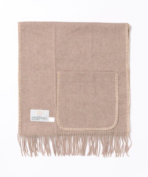 TWEED MILL(ツイードミル)の「【TWEEDMILL】ステッチブランケット ポケット付き ウール 48×190㎝イギリス製(ブランケット・レディース・ライトブラウン/クリーム・FREE)」の3枚目の写真