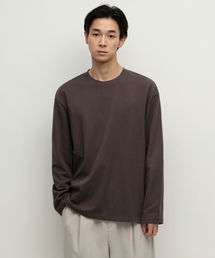 [ヒートタンダード] クルーネック長袖Tシャツ [ダークブラウン]