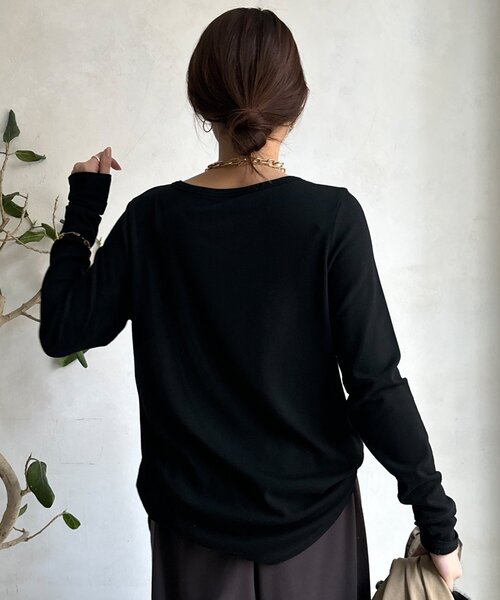 DouDou（ドゥドゥ）の「【WEB限定】ウォームロンTEE（Tシャツ/カットソー・レディース・オフホワイト/チャコールグレー/ブラック・FREE）」の20枚目の写真