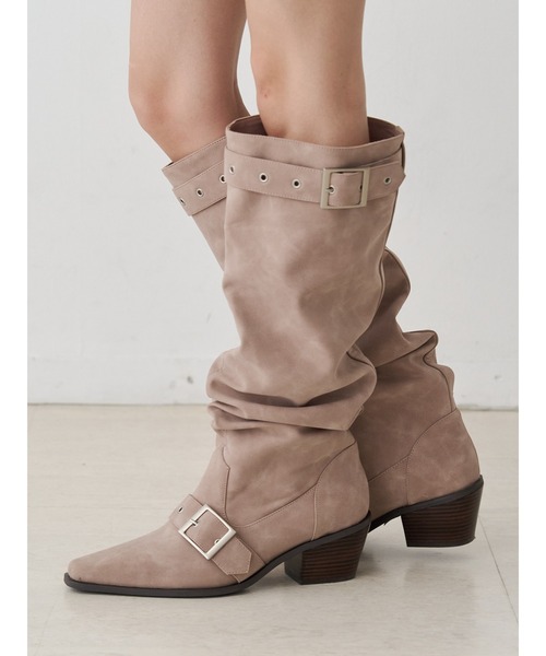 jouetie（ジュエティ）の「ルーズウエスタンベルトブーツ（ブーツ・レディース・ブラック/ピンク・MEDIUM/LARGE）」の2枚目の写真