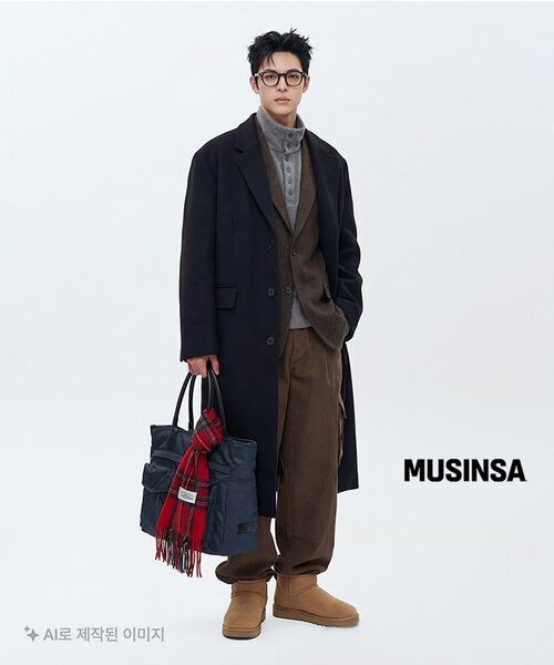 MUSINSA STANDARD（ムシンサスタンダード）の「ウールブレンドビッグダディシングルマキシコート[ブラック]（チェスターコート・メンズ・その他・MEDIUM/LARGE/X-LARGE/XX-LARGE）」の16枚目の写真