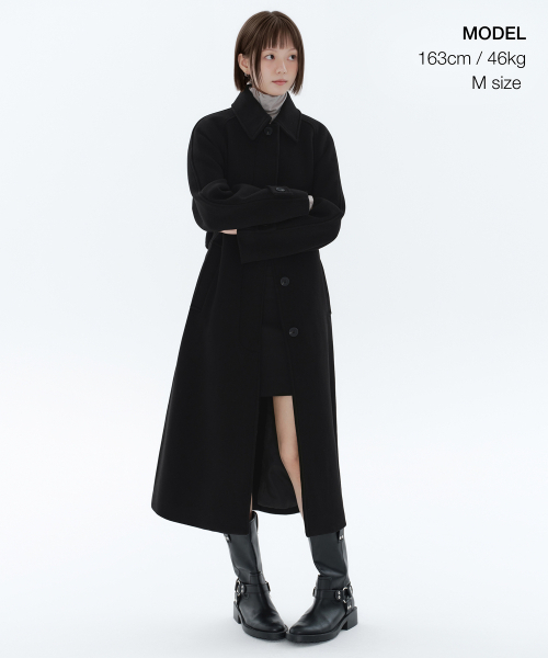 MUSINSA STANDARD WOMAN（ムシンサスタンダードウーマン）の「ウィメンズカシミヤブレンドバルマカンローブコート[ブラック]（チェスターコート・レディース・その他・SMALL/MEDIUM/LARGE/X-SMALL）」の4枚目の写真