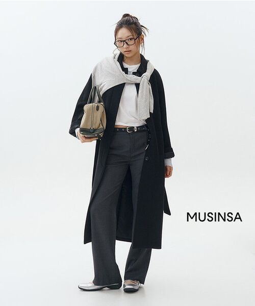 MUSINSA STANDARD WOMAN（ムシンサスタンダードウーマン）の「ウィメンズカシミヤブレンドバルマカンローブコート[ブラック]（チェスターコート・レディース・その他・SMALL/MEDIUM/LARGE/X-SMALL）」の21枚目の写真