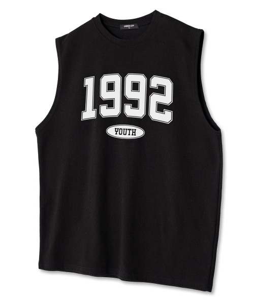 UNDEROFF(アンダーオフ)の「オーバーサイズクルーネックスリーブレス1992ノースリーブTシャツブラックオレンジ(Tシャツ/カットソー・メンズ・ブラック・LARGE/X-LARGE/MEDIUM)」の2枚目の写真