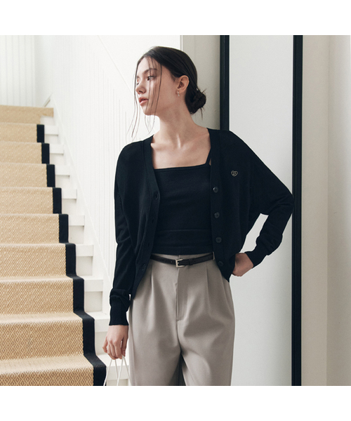 ZEROSTREET（ゼロストリート）の「[3色]ハートペンダントカーディガン（カーディガン/ボレロ・レディース・Beige/ブラック/ホワイト・MEDIUM/SMALL/LARGE）」の2枚目の写真