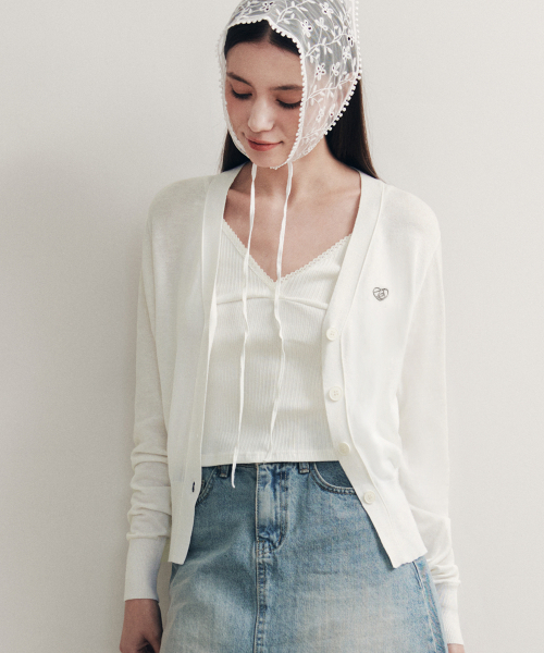 ZEROSTREET（ゼロストリート）の「[3色]ハートペンダントカーディガン（カーディガン/ボレロ・レディース・Beige/ブラック/ホワイト・MEDIUM/SMALL/LARGE）」の7枚目の写真