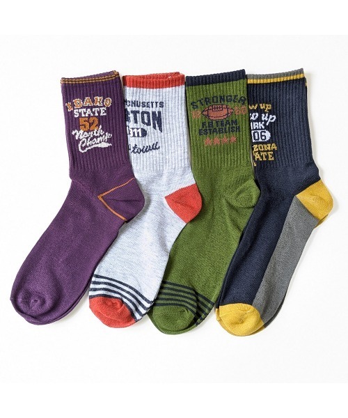 box408（ボックスヨンマルハチ）の「【8足セット】アメカジ ビンテージ Tシャツ風デザインソックス（ソックス/靴下・メンズ・A・25-27CM）」の8枚目の写真