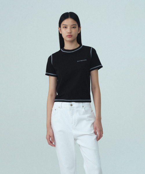 Rest&Recreation(レストアンドレクリエーション)の「COLOR STITCH T-SHIRT - BLACK(Tシャツ/カットソー・レディース・その他・SMALL/MEDIUM)」の4枚目の写真