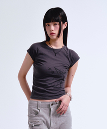 97 スター ヴィンテージ クラック ロゴ スラブ ラグラン Tシャツ チャコール