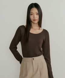 essential boat neck top-brown