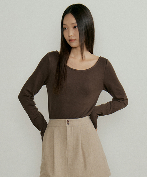 LINGSEOUL(リングソウル)の「essential boat neck top-brown(Tシャツ/カットソー・レディース・その他・FREE)」の2枚目の写真