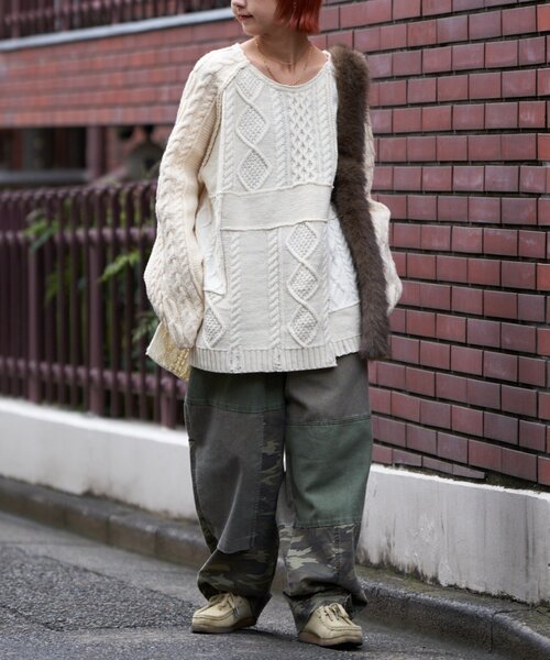 etsinta（エシンタ）の「【etsinta/エシンタ】リメイクオーバーラムニット（ニット/セーター・レディース・オレンジ/グレー/ピンク/アイボリー・ONE SIZE）」の14枚目の写真