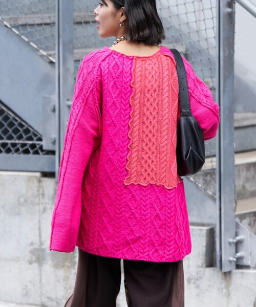 etsinta（エシンタ）の「【etsinta/エシンタ】リメイクオーバーラムニット（ニット/セーター・レディース・オレンジ/グレー/ピンク/アイボリー・ONE SIZE）」の22枚目の写真