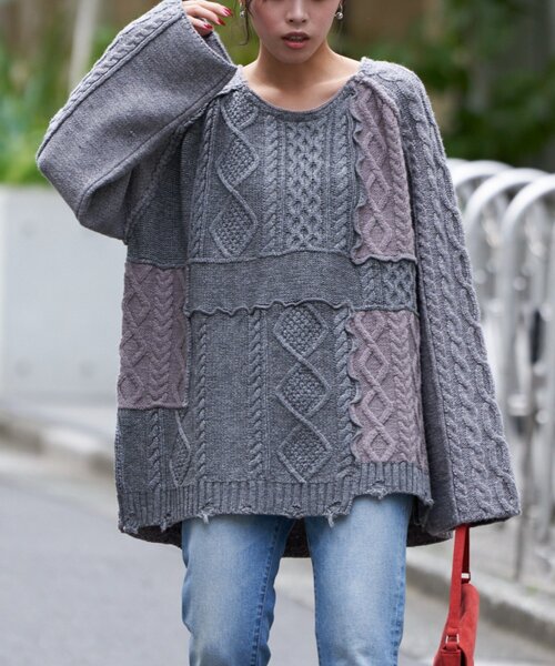セール】【etsinta/エシンタ】リメイクオーバーラムニット（ニット
