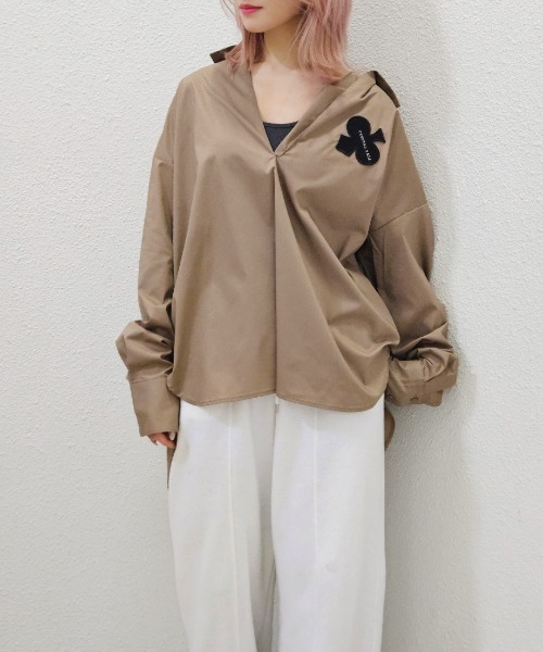 CRYSTAL BALL(クリスタルボール)の「オーバーサイズスキッパーブラウス(シャツ/ブラウス・レディース・ブラック/ホワイト/ブラウン・FREE)」の3枚目の写真