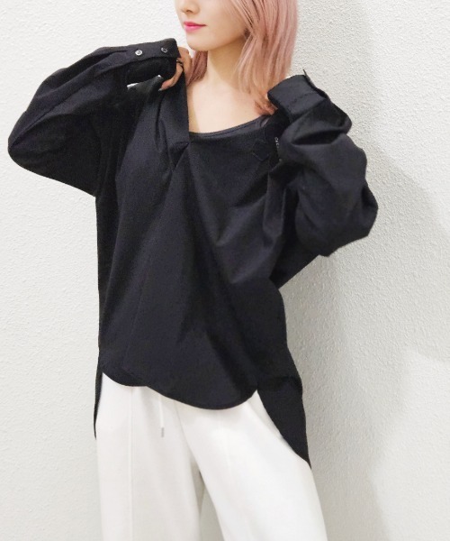 CRYSTAL BALL(クリスタルボール)の「オーバーサイズスキッパーブラウス(シャツ/ブラウス・レディース・ブラック/ホワイト/ブラウン・FREE)」の2枚目の写真