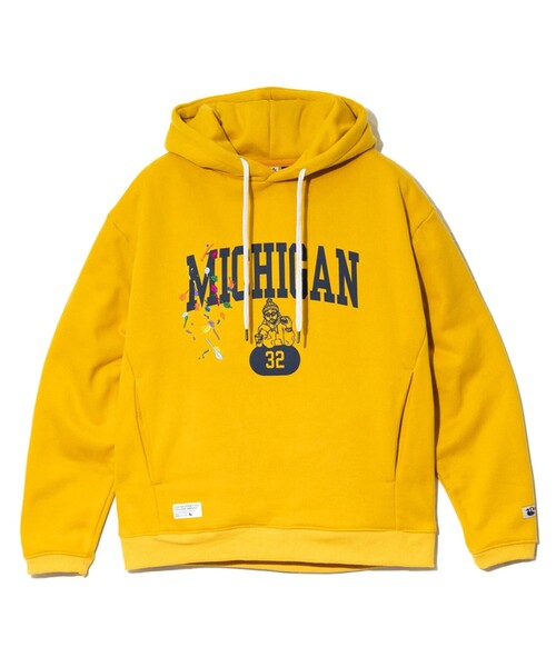 Duckster/ダックスター】ペンキ飛ばし刺繍×カレッジロゴフーディー