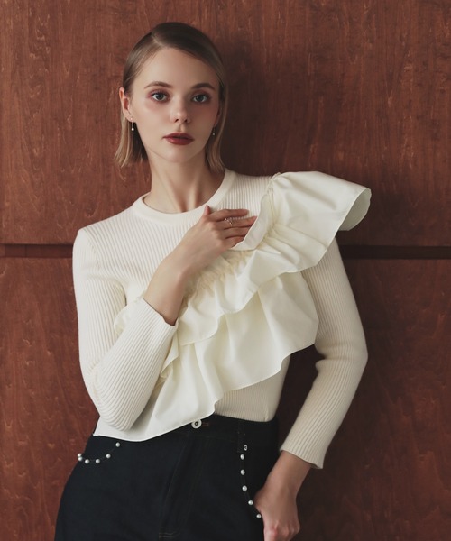 アシンメトリーフリルトップス（その他トップス）｜MERAKI（メラキ）の