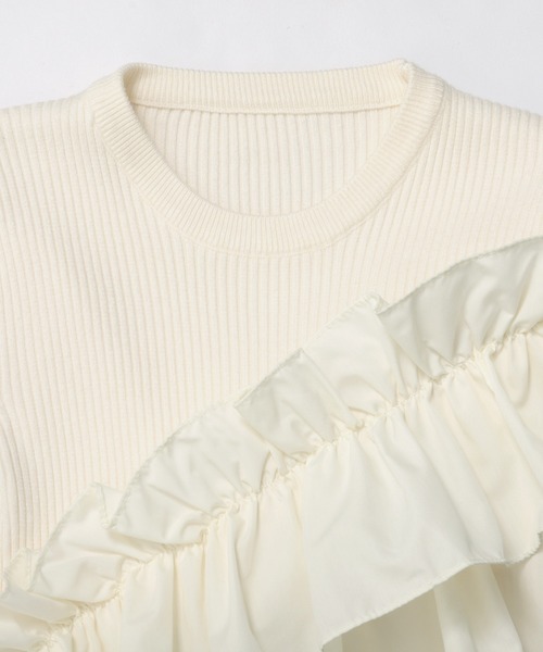 MERAKI（メラキ）の「アシンメトリーフリルトップス（その他トップス・レディース・ホワイト/ブラック・FREE）」の3枚目の写真