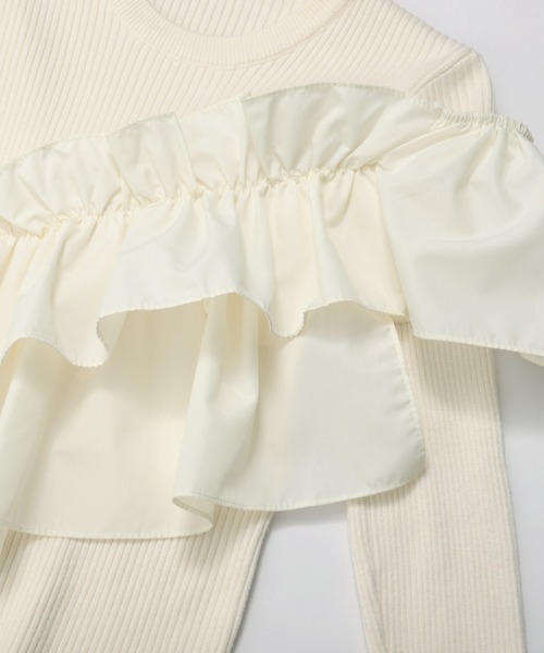 MERAKI（メラキ）の「アシンメトリーフリルトップス（その他トップス・レディース・ホワイト/ブラック・FREE）」の4枚目の写真