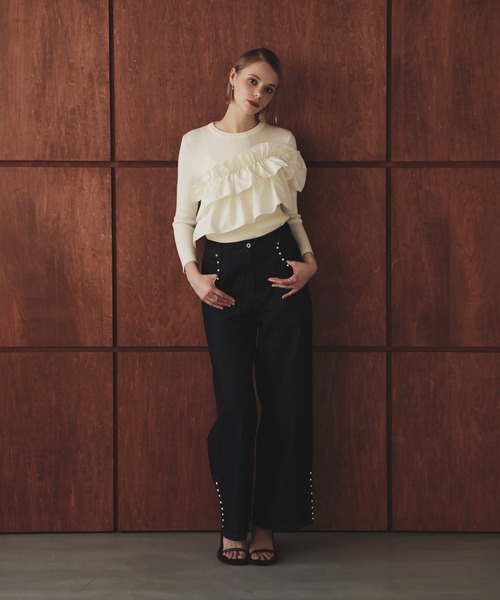 MERAKI（メラキ）の「アシンメトリーフリルトップス（その他トップス・レディース・ホワイト/ブラック・FREE）」の12枚目の写真