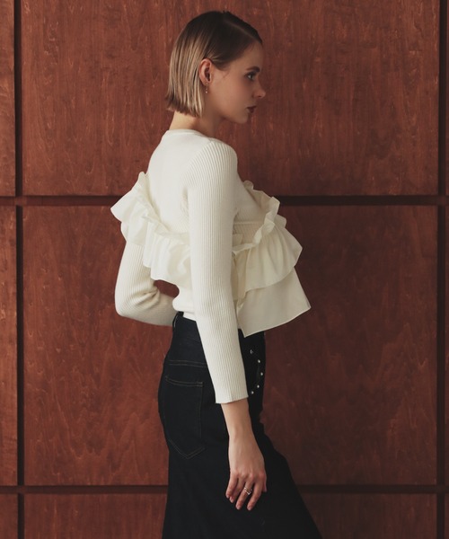 MERAKI（メラキ）の「アシンメトリーフリルトップス（その他トップス・レディース・ホワイト/ブラック・FREE）」の14枚目の写真