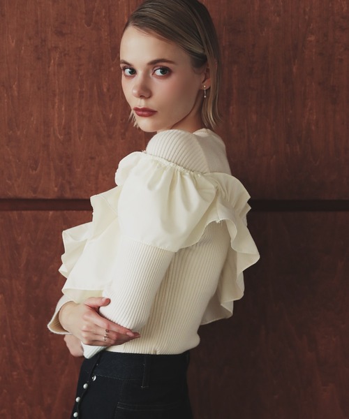 MERAKI（メラキ）の「アシンメトリーフリルトップス（その他トップス・レディース・ホワイト/ブラック・FREE）」の15枚目の写真