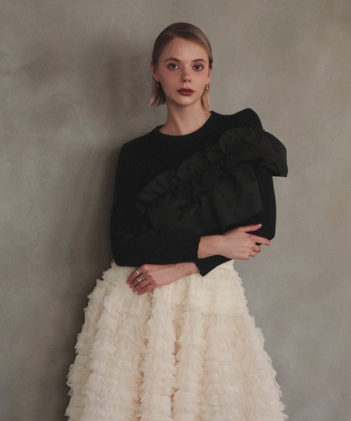 MERAKI（メラキ）の「アシンメトリーフリルトップス（その他トップス・レディース・ホワイト/ブラック・FREE）」の16枚目の写真