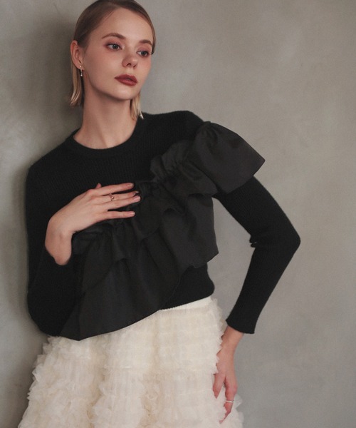 MERAKI（メラキ）の「アシンメトリーフリルトップス（その他トップス・レディース・ホワイト/ブラック・FREE）」の19枚目の写真