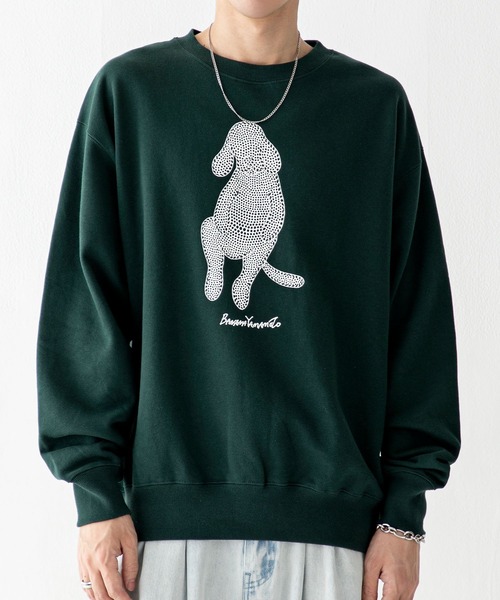 AMERICAN RAG CIE(アメリカンラグシー)の「【AMERICAN RAG CIE×BANANA YAMAMOTO】Dogスウェット(スウェット・メンズ・ホワイト/グリーン・LARGE/MEDIUM)」の8枚目の写真