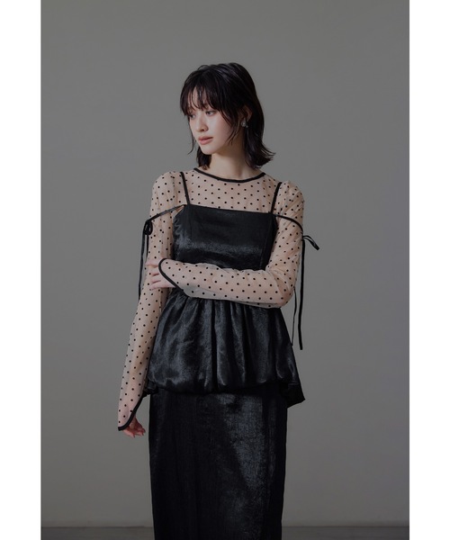 niana(ニアナ)の「ドットシアートップス 結婚式 成人式 二次会 同窓会 セレモニー フォーマル パーティー オケージョン お呼ばれ(Tシャツ/カットソー・レディース・ブラック/ベージュ/ベージュ×ブラック/ブラック系/アイボリー系・S/M)」の20枚目の写真