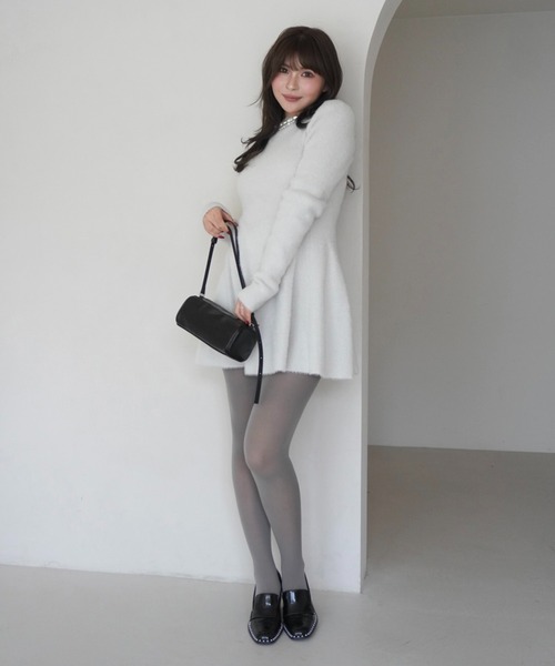 EIMY ISTOIRE（エイミーイストワール）の「ラメシャギーニットミニワンピース（ワンピース・レディース・ピンク/ブラウン/アイボリー/ブラック・F）」の5枚目の写真
