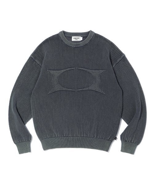 WORMHOLE LOGO NATURAL DYEING MESH KNIT — сетчатый трикотаж натурального окрашивания, charcoal