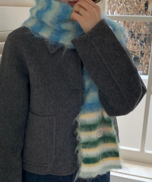 Vipoa（ヴィポア）の「カラーストライプマフラー（マフラー・レディース・ピンク/グリーン/オレンジ/イエロー/ブルー/レッド・FREE）」の9枚目の写真