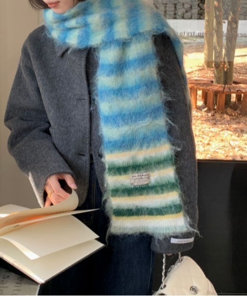 Vipoa（ヴィポア）の「カラーストライプマフラー（マフラー・レディース・ピンク/グリーン/オレンジ/イエロー/ブルー/レッド・FREE）」の11枚目の写真