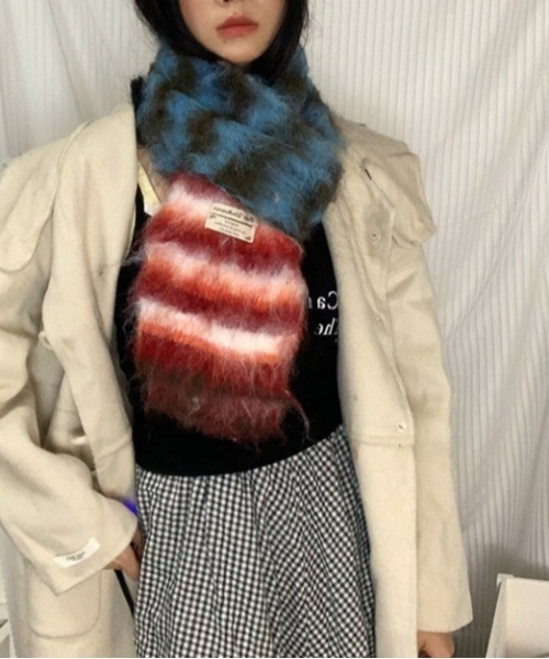 Vipoa（ヴィポア）の「カラーストライプマフラー（マフラー・レディース・ピンク/グリーン/オレンジ/イエロー/ブルー/レッド・FREE）」の13枚目の写真