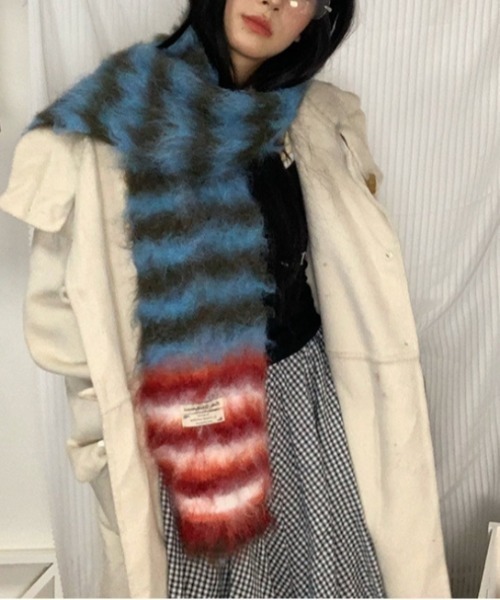 Vipoa（ヴィポア）の「カラーストライプマフラー（マフラー・レディース・ピンク/グリーン/オレンジ/イエロー/ブルー/レッド・FREE）」の14枚目の写真