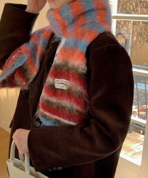 Vipoa（ヴィポア）の「カラーストライプマフラー（マフラー・レディース・ピンク/グリーン/オレンジ/イエロー/ブルー/レッド・FREE）」の21枚目の写真