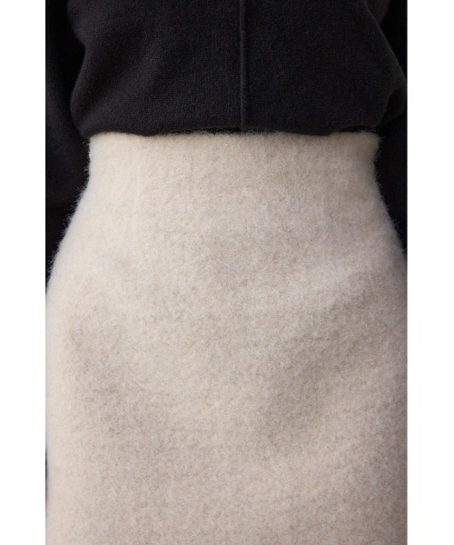 AZUL by moussy(アズールバイマウジー)の「ラメブークレミニタイトスコート(スカート・レディース・アイボリー/ブラック・SMALL/MEDIUM)」の11枚目の写真